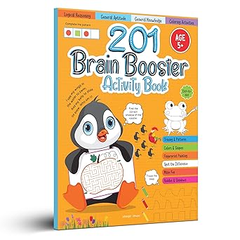 201 Brain Booster Activity Book - Fun Activities and Exercises For Children: Tracing & Pattern, Colo
